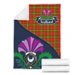 Leask Crest Tartan Blanket Scotland Thistle A30