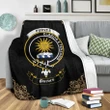 Purves Crest Tartan Premium Blanket Black | Tartan Home Decor | Scottish Clan