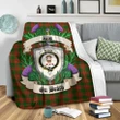 Menzies Green Modern Crest Tartan Blanket Thistle  | Tartan Home Decor | Scottish Clan