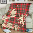 Spens Modern Tartan Scotland Lion Thistle Map Premium Blanket Hj4