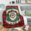 Marjoribanks Crest Tartan Blanket Thistle  | Tartan Home Decor | Scottish Clan