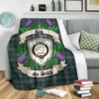 Kennedy Modern Crest Tartan Blanket Thistle  | Tartan Home Decor | Scottish Clan