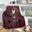 Lindsay Modern Crest Tartan Blanket | Tartan Home Decor | Scottish Clan