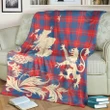 Galloway Red Tartan Scotland Lion Thistle Map Premium Blanket Hj4