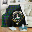Paterson Tartan Clan Badge Premium Blanket Wave Style