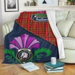 Hepburn Crest Tartan Blanket Scotland Thistle A30