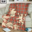 Morrison Red Ancient Tartan Scotland Lion Thistle Map Premium Blanket Hj4
