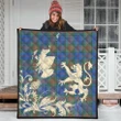 Stewart of Appin Hunting Ancient Tartan Scotland Lion Thistle Map Quilt Hj4