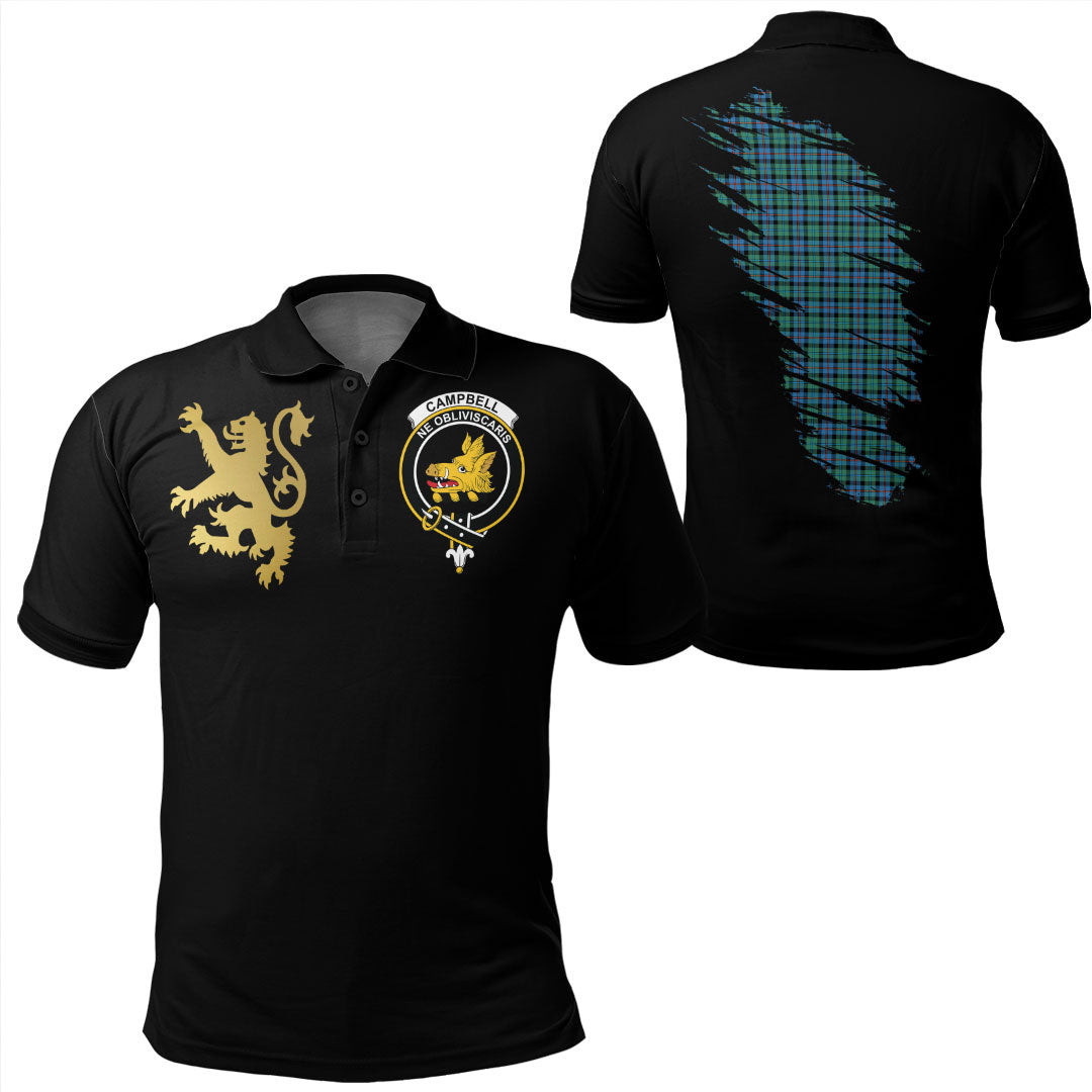 Scottish Campbell of Cawdor Ancient Tartan Crest Polo Shirt Scotland In My Bone With Golden Rampant