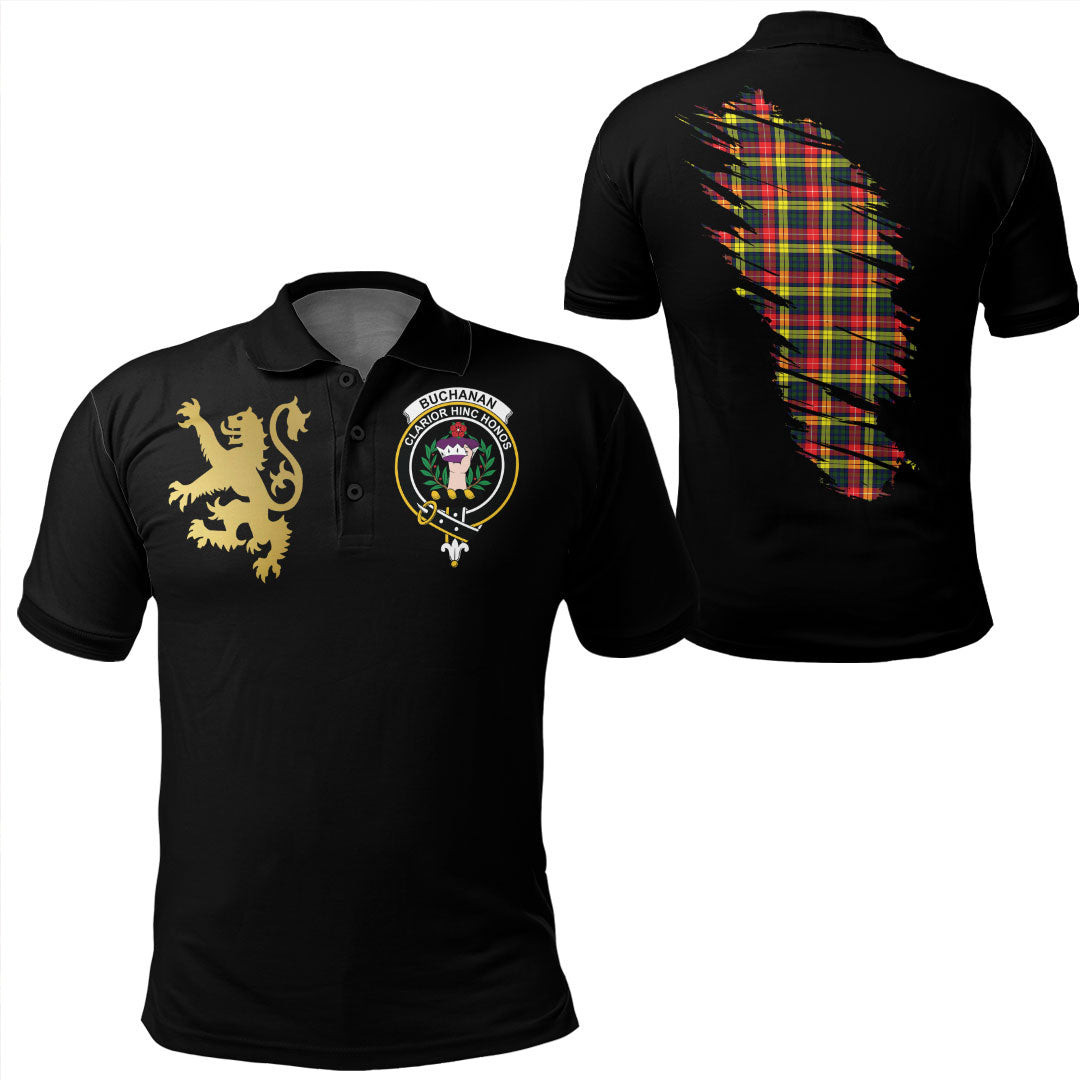 Scottish Buchanan Modern Tartan Crest Polo Shirt Scotland In My Bone With Golden Rampant