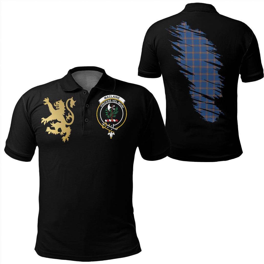 Scottish MacLaine of Loch Buie Hunting Ancient Tartan Crest Polo Shirt Scotland In My Bone With Golden Rampant