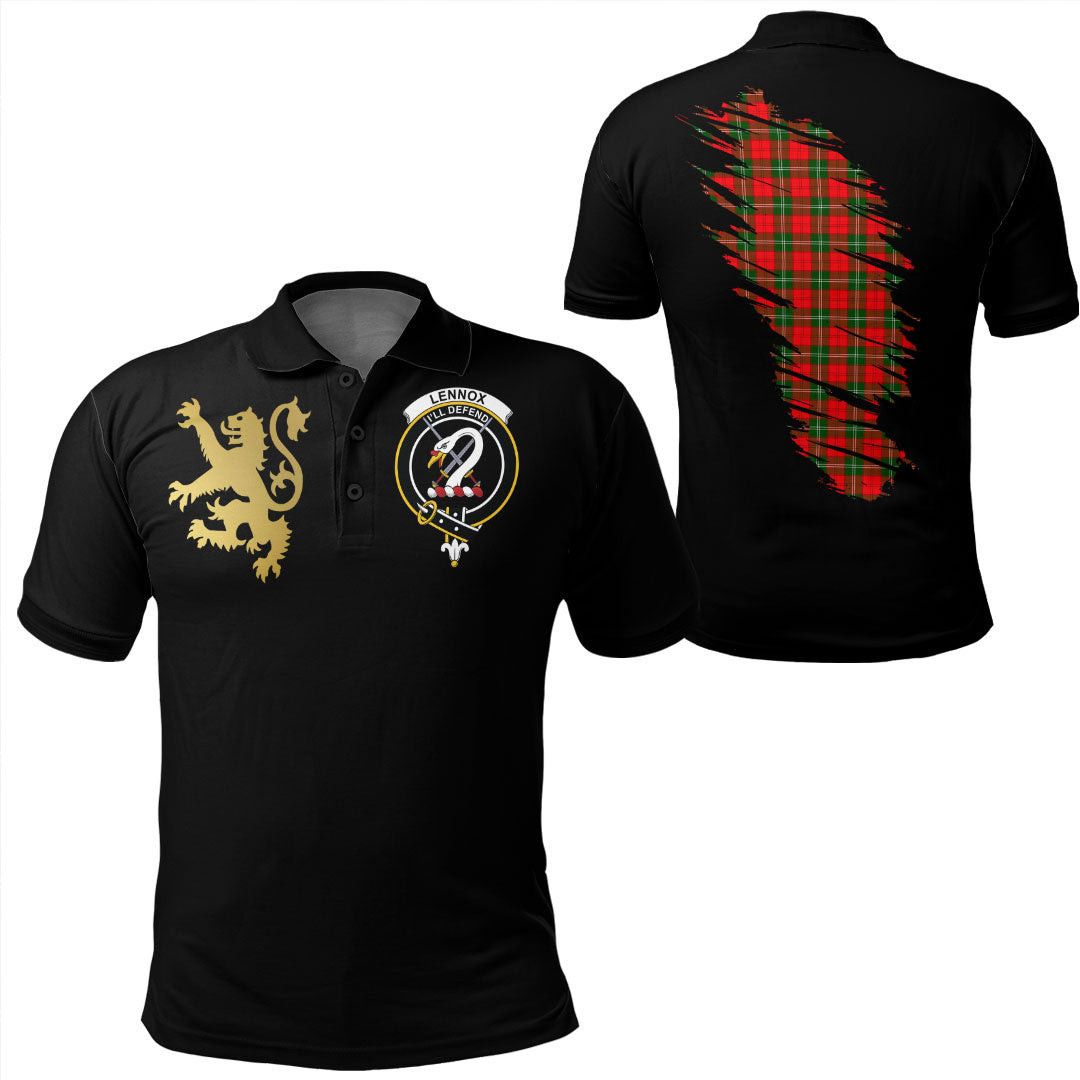 Scottish Lennox Modern Tartan Crest Polo Shirt Scotland In My Bone With Golden Rampant