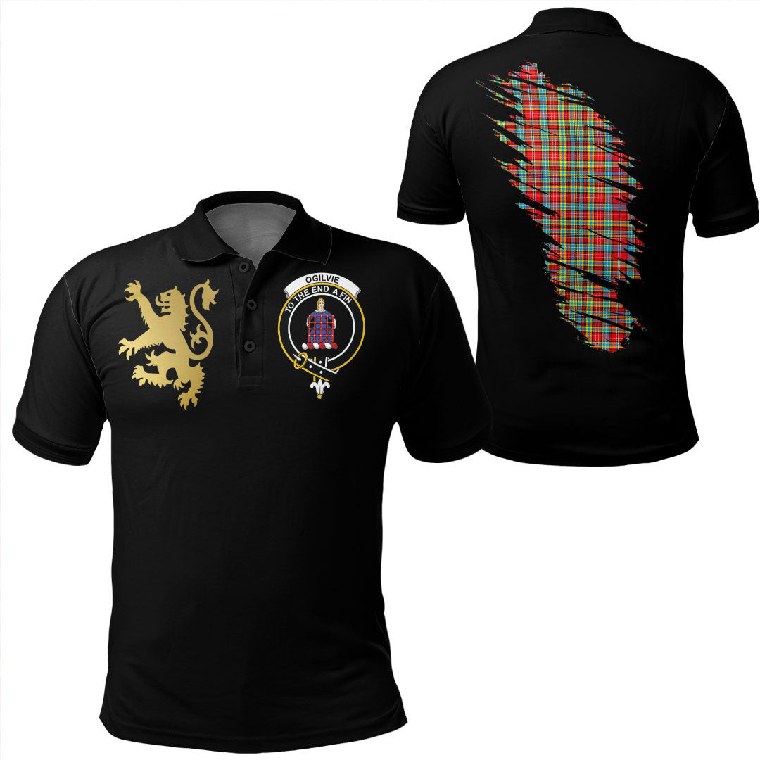 Scottish Ogilvie Tartan Crest Polo Shirt Scotland In My Bone With Golden Rampant