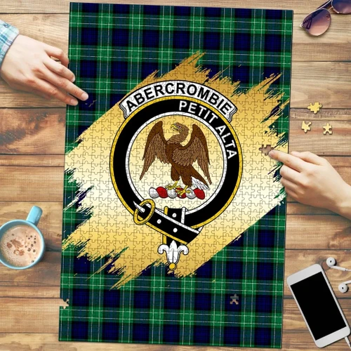Abercrombie Clan Crest Tartan Jigsaw Puzzle Gold K32