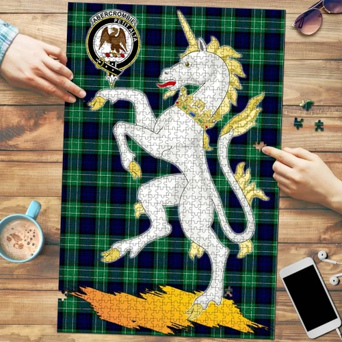 Abercrombie Clan Crest Tartan Unicorn Scotland Jigsaw Puzzle K32