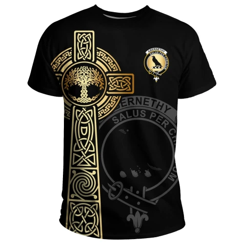 Abernethy T-shirt Celtic Tree Of Life Clan Black Unisex A91