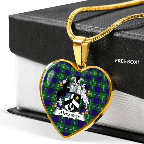 Alexander Tartan Crest Heart Necklace HJ4