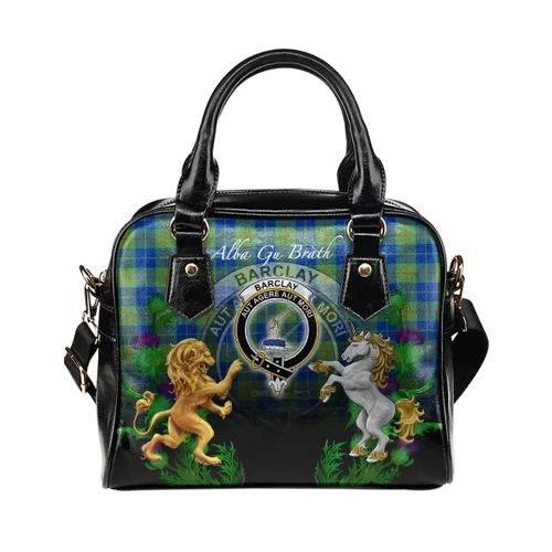 Barclay Hunting Ancient Crest Tartan Lion Unicorn Thistle Shoulder Handbag A30