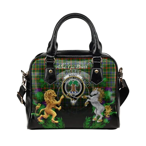 Bisset Crest Tartan Lion Unicorn Thistle Shoulder Handbag A30
