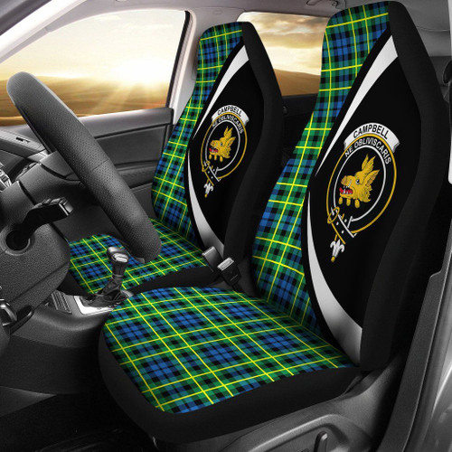 Campbell of Breadalbane Ancient Tartan Clan Crest Car Seat Cover - Circle Style HJ4