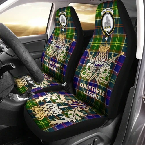 Car Seat Cover Dalrymple Clan Crest Gold Thistle Courage Symbol K32