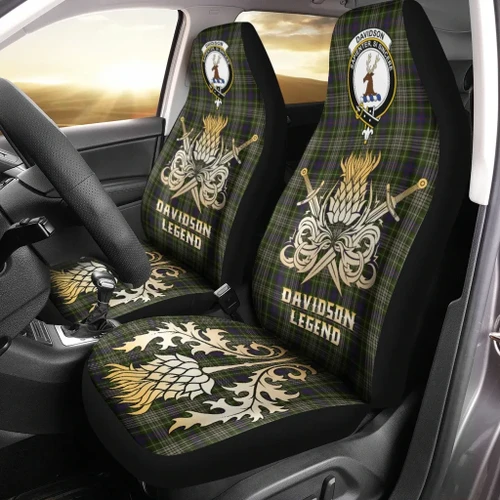 Car Seat Cover Davidson Tulloch Dress Clan Crest Gold Thistle Courage Symbol K32