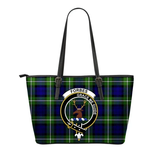Forbes Tartan Clan Badge Leather Tote Bag (Small) A9