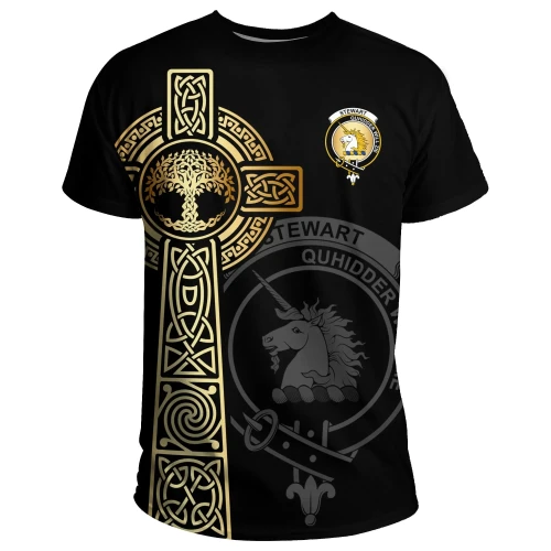 Stewart (of Appin) T-shirt Celtic Tree Of Life Clan Black Unisex A91