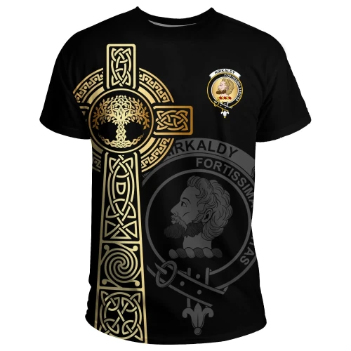 Kirkaldy (of Grange) T-shirt Celtic Tree Of Life Clan Black Unisex A91