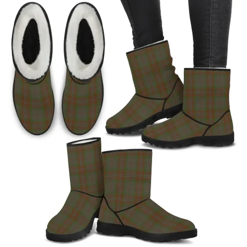 Gray Tartan Faux Fur Boots A9