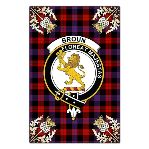 Garden Flag Broun Modern Clan Crest Gold Thistle New K32