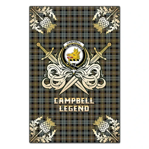 Garden Flag Campbell Argyll Weathered Clan Crest Golf Courage  Gold Thistle K32