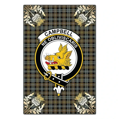 Garden Flag Campbell Argyll Weathered Clan Crest Gold Thistle New K32