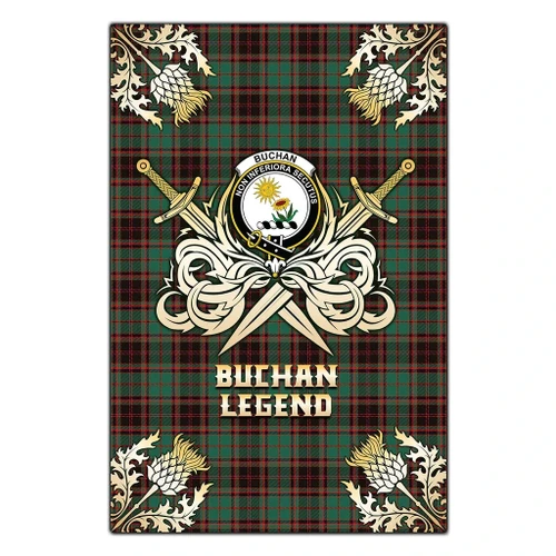 Garden Flag Buchan Ancient Clan Crest Golf Courage  Gold Thistle K32