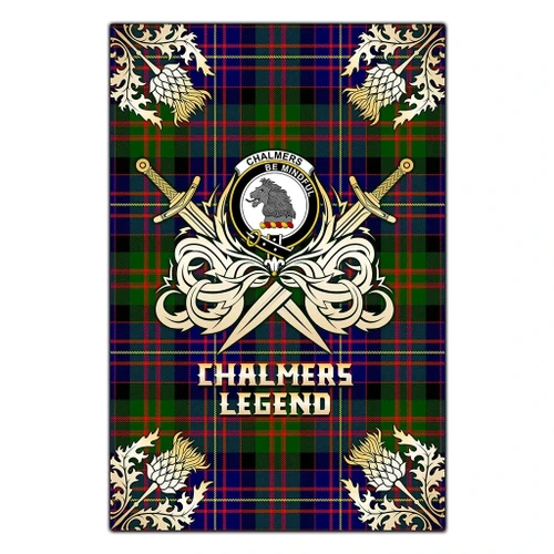 Garden Flag Chalmers Modern Clan Crest Golf Courage  Gold Thistle K32