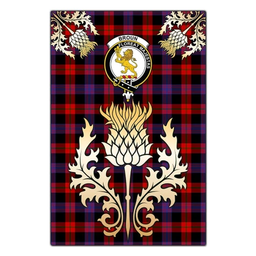 Garden Flag Broun Modern Clan Crest Gold Thistle K32