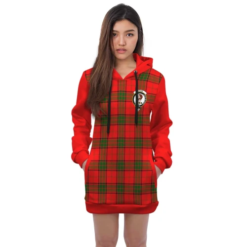 Hoodie Dress - Adair Crest Tartan Hooded Dress Sleeve Color - BN