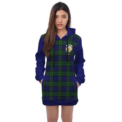 Hoodie Dress - Campbell Crest Tartan Hooded Dress Sleeve Color - BN