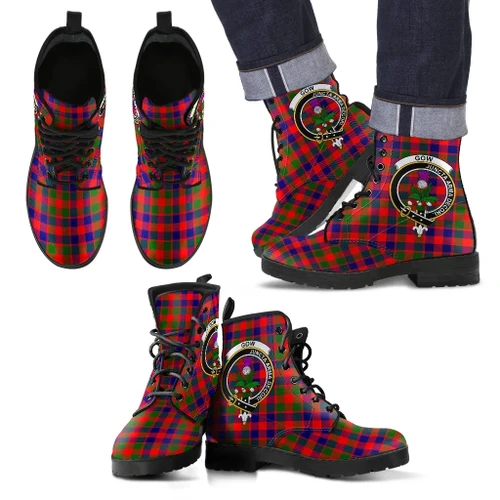 Gow of McGouan Tartan Clan Badge Leather Boots A9