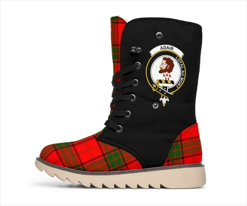 Tartan Women's Snow Boots - Clan Adair Boots Side Crest - BN