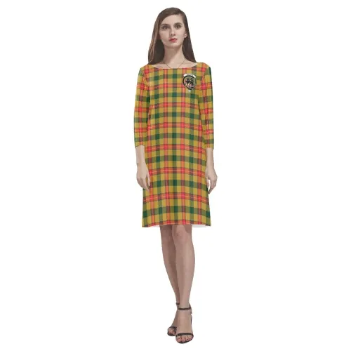 Tartan dresses - Baxter Tartan Dress - Round Neck Dress Clan Badge TH8