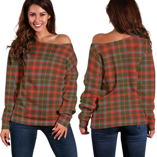 Tartan Womens Off Shoulder Sweater - MacKintosh Hunting Weathered - BN