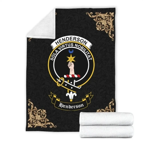 Henderson (MacKendrick) Crest Tartan Premium Blanket Black A91