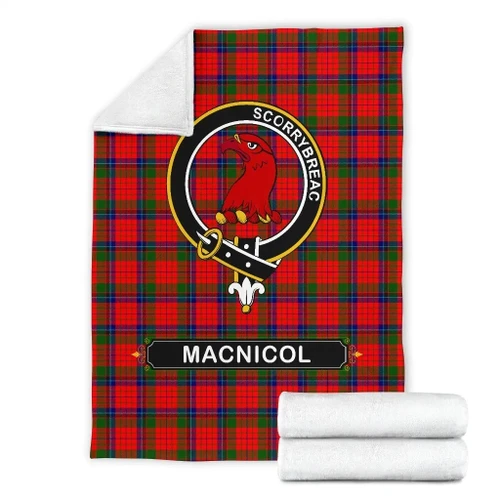 MacNicol (of Scorrybreac) Crest Tartan Blanket A9