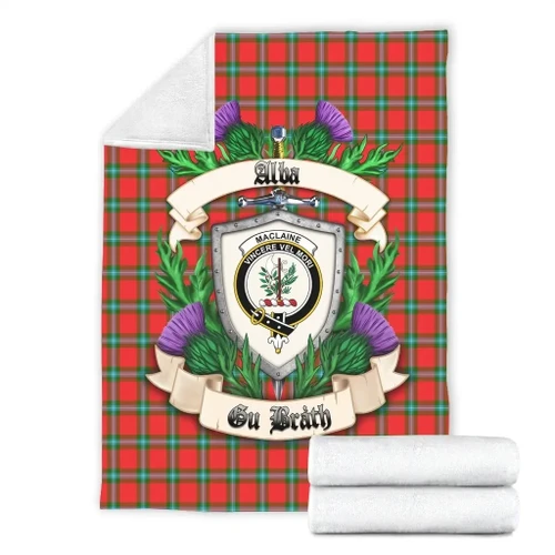 MacLaine of Loch Buie Crest Tartan Blanket Thistle A91