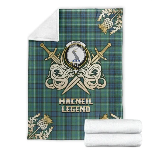 Premium Blanket MacNeil of Colonsay Ancient Clan Crest Gold Courage Symbol K32