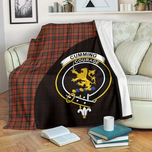 Cumming Hunting Weathered Tartan Clan Badge Premium Blanket Wave Style TH8
