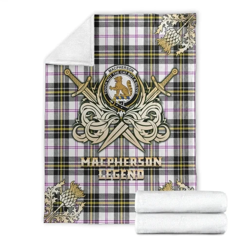 Premium Blanket MacPherson Dress Modern Clan Crest Gold Courage Symbol K32