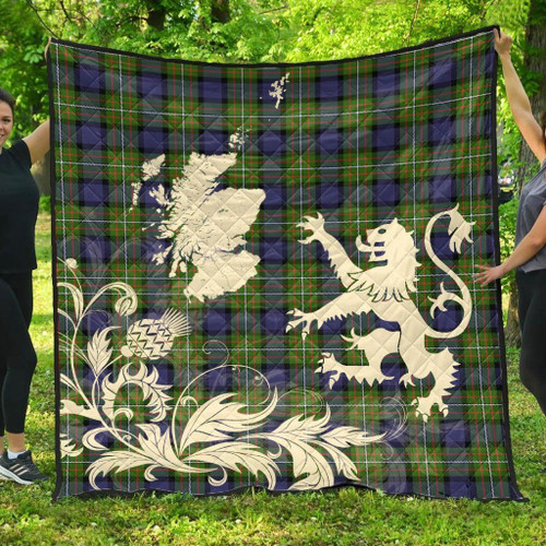 Fergusson Modern Tartan Scotland Lion Thistle Map Quilt Hj4