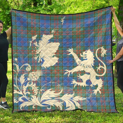 Stewart of Appin Hunting Ancient Tartan Scotland Lion Thistle Map Quilt Hj4